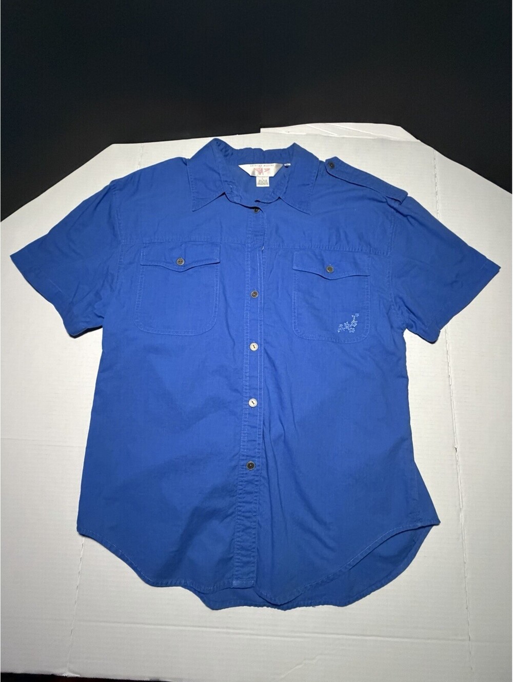 Vintage American Weekend Womens Blue Short Sleeve Collared Polo Shirt Size Large